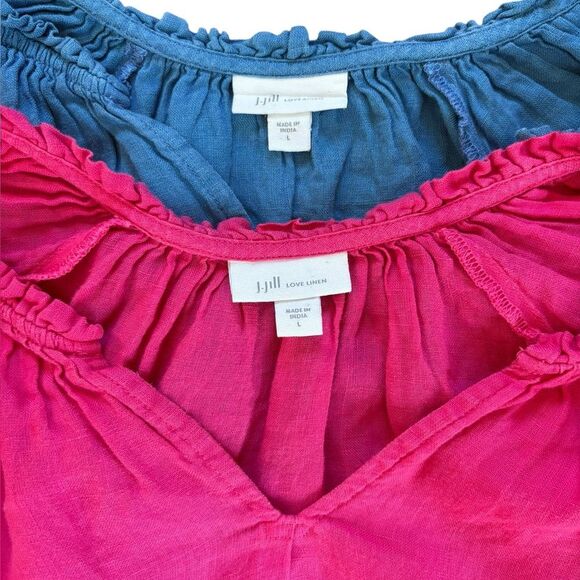 J Jill Love Linen Blouse Top Peasant Boho Relaxed Fit Bundle Of 2 Womens Large - Picture 11 of 15